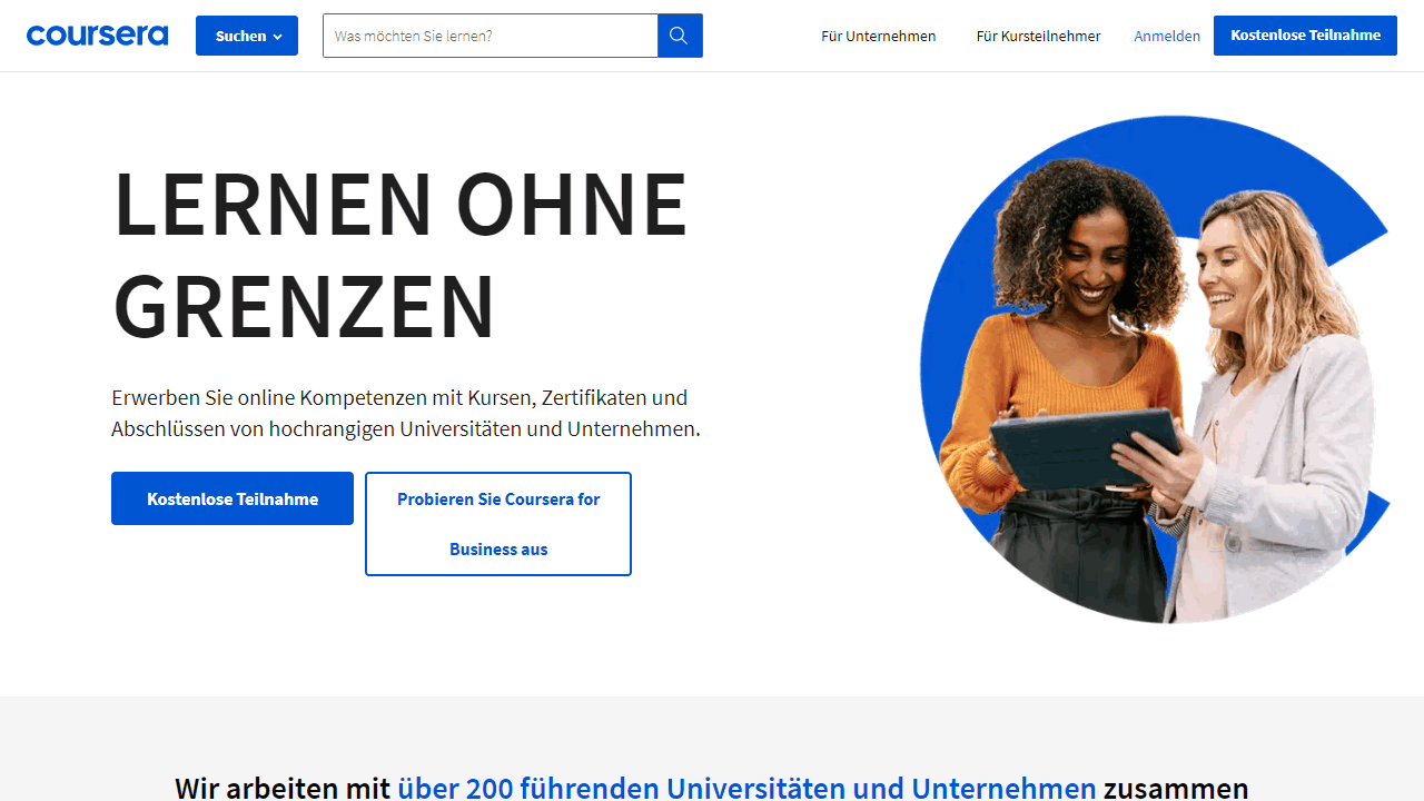 Coursare Homepage Deutsch
